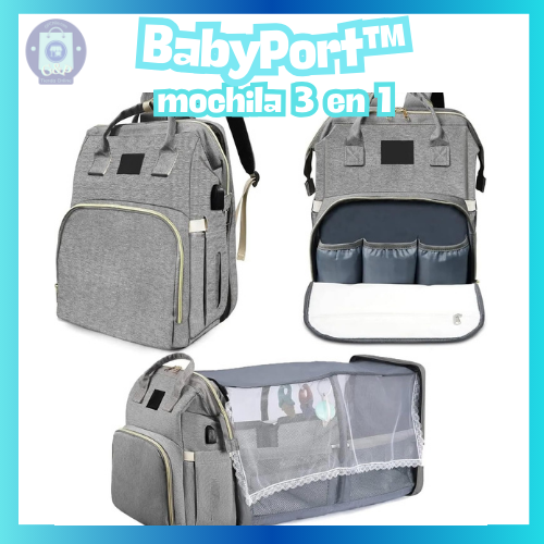 BabyPort™  3 en 1 Mochila, cuna y mudador